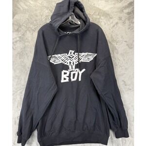 Boy London Mens Black Eagle Logo Graphic Pullover Hoodie Sweatshirt Large